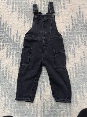 Zara Black Denim Kids Overalls with Front Pocket